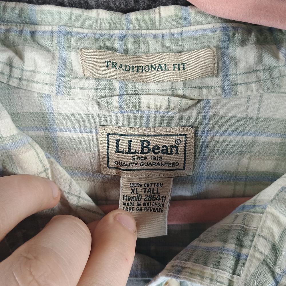 LL Bean Traditional Fit Shirt Mens XLT Plaid Outdoors Pockets Tall Cotton 286411 - Picture 3 of 8